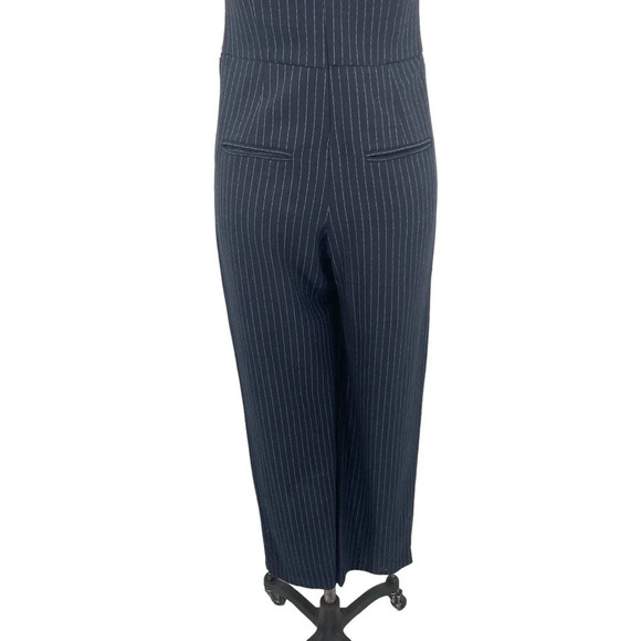 Anthropologie The Essential Jumpsuit Pinstripe Sleeveless Navy Blue Size US 0 - Picture 11 of 15